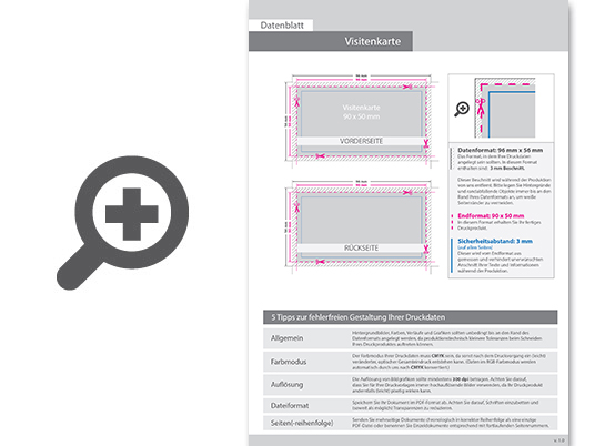 Product Bild visitenkarten_quer_5_5_farbig_90_x_50_mm_mit_einseitigem_partiellem_uv-lack___beidseitig_bedruckt_(cmyk_4-farbig_+_1_silber-sonderfarbe)
